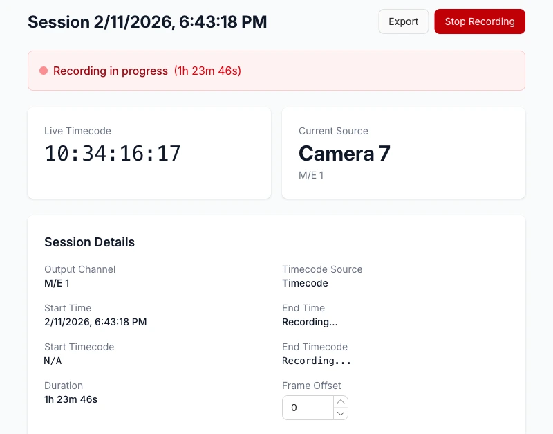 Live session recording in Pixelrush